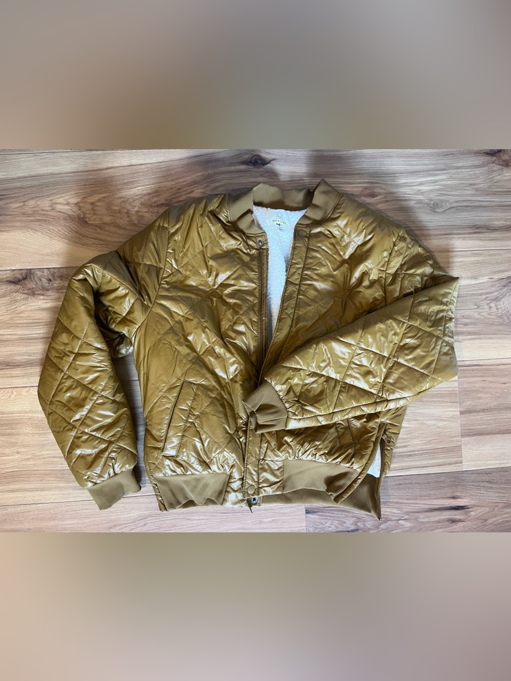 Aerie Offline Cropped Quilted Bomber Jacket Puffer in Mustard Gold